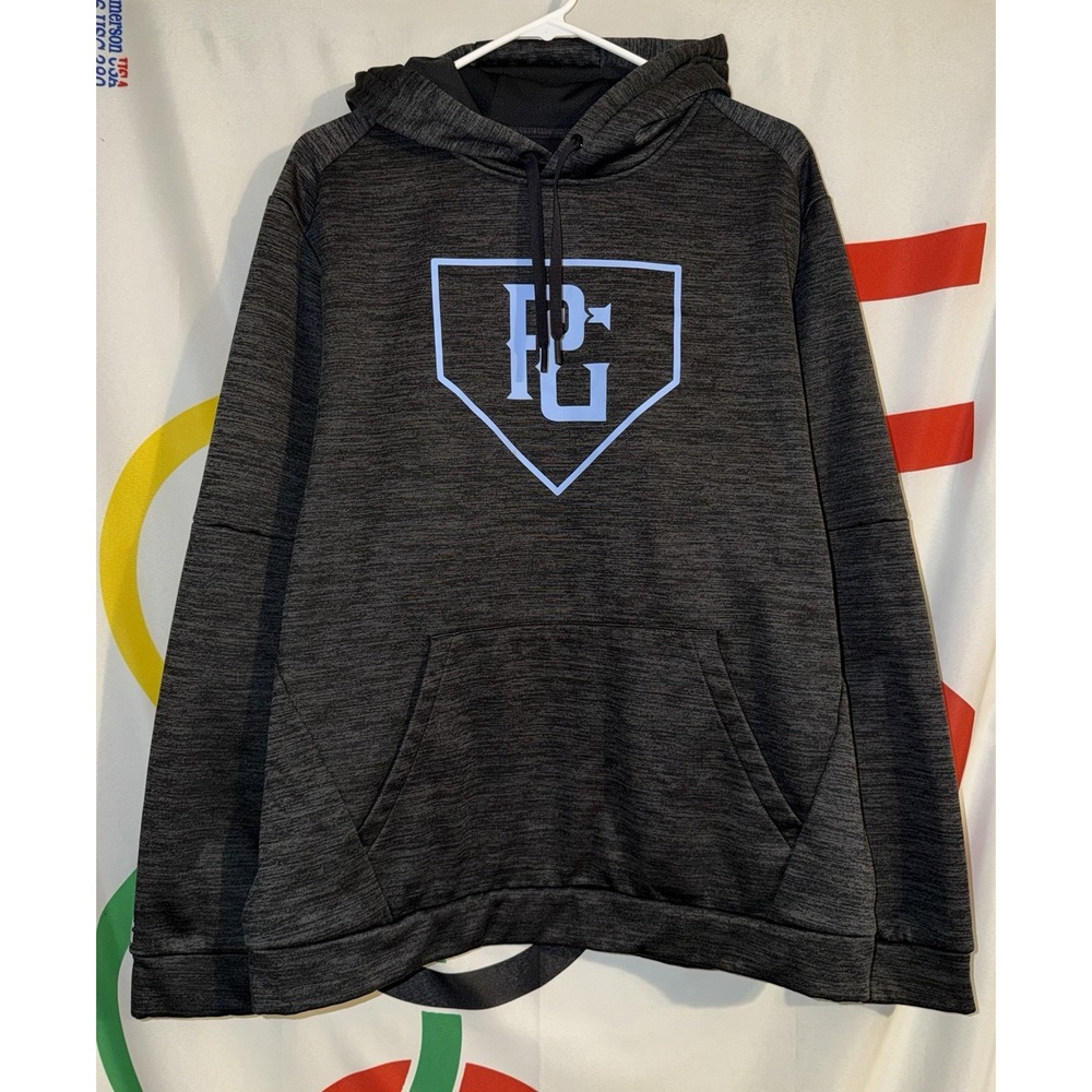 Perfect Game Hoodie Mens Large Gray & Baby Blue Pullover Baseball